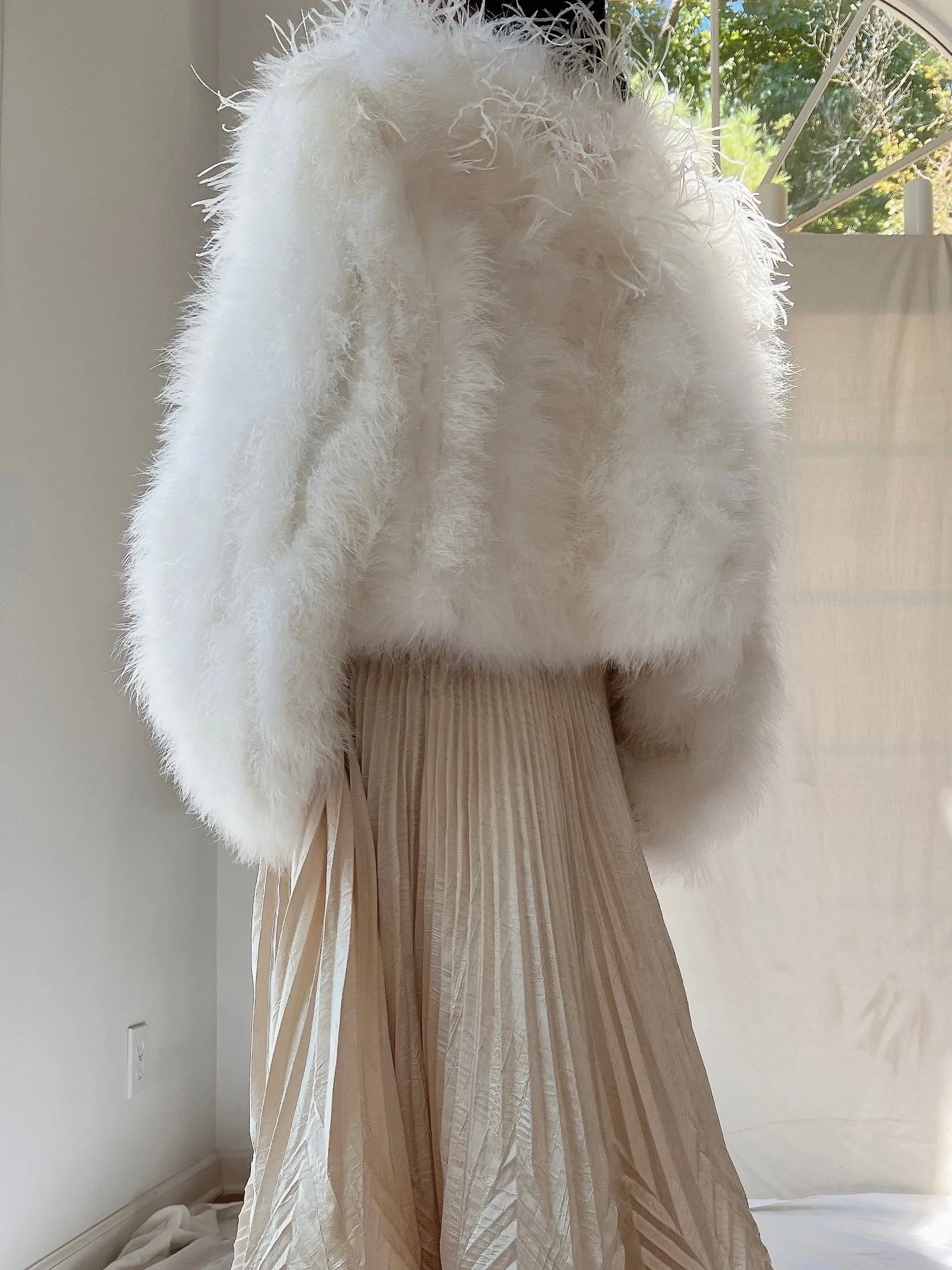 1950s Ivory Ostrich and Marabou Feather Jacket - S/M