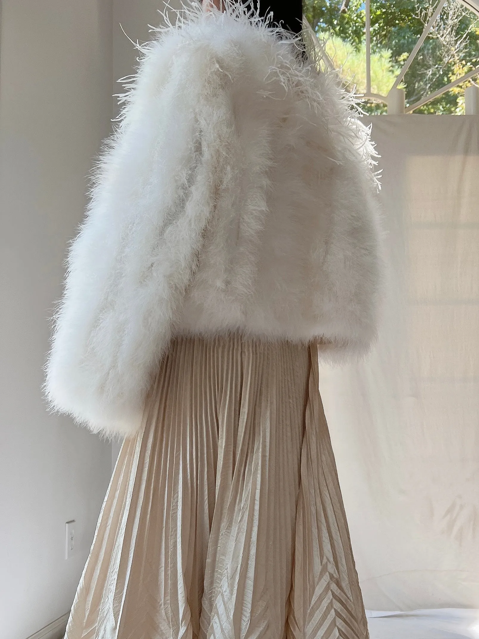 1950s Ivory Ostrich and Marabou Feather Jacket - S/M