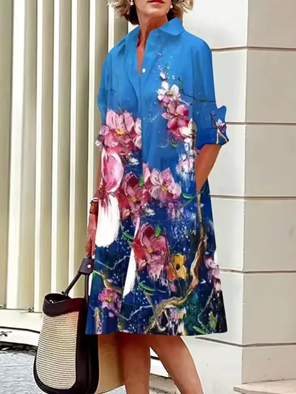 Abstract Print Women's Shirt Dresses
