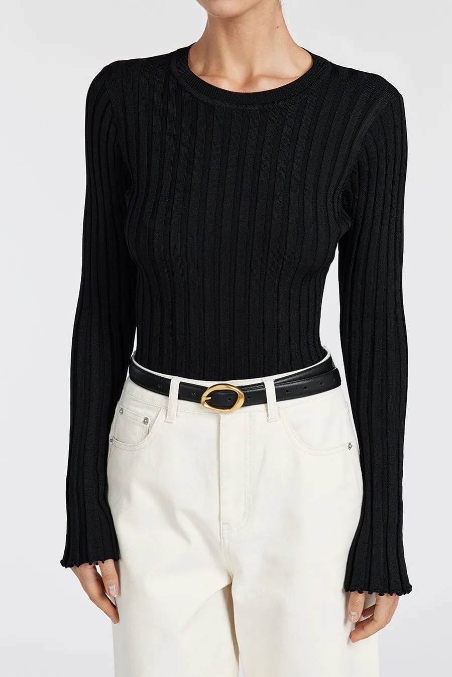 ADA BLACK LONG SLEEVE KNIT TOP
