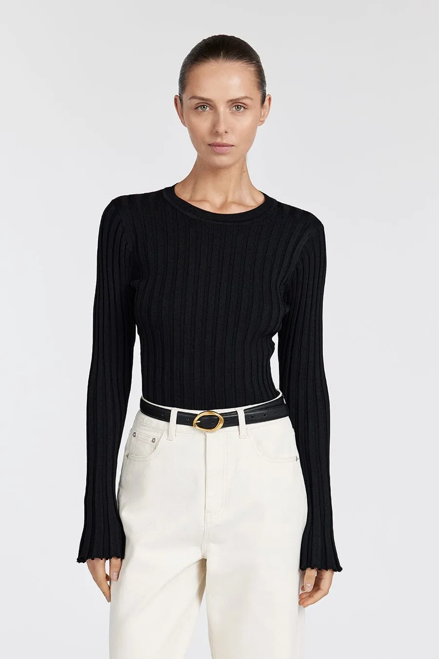 ADA BLACK LONG SLEEVE KNIT TOP