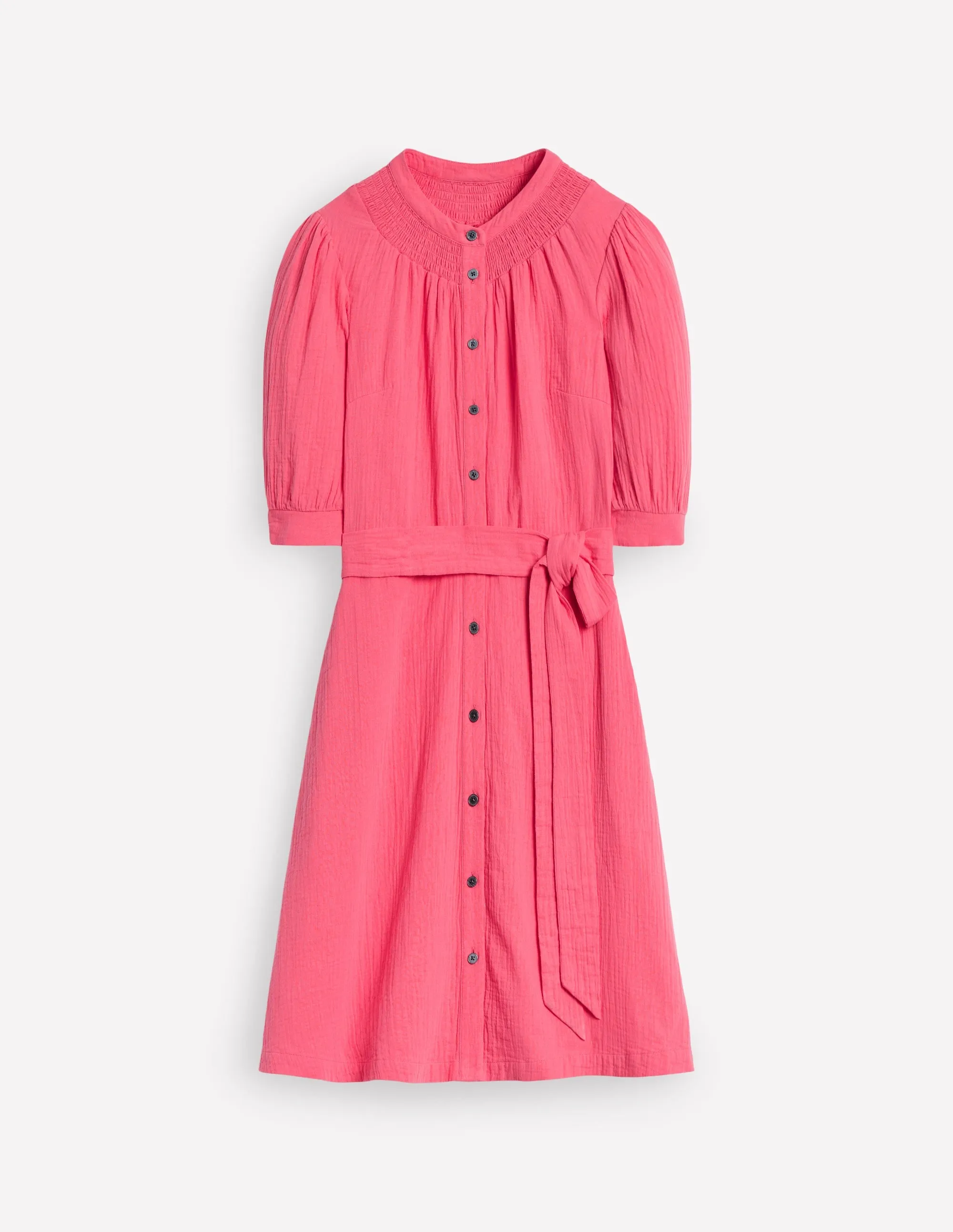 Ada Double Cloth Short Dress-Azalea Pink