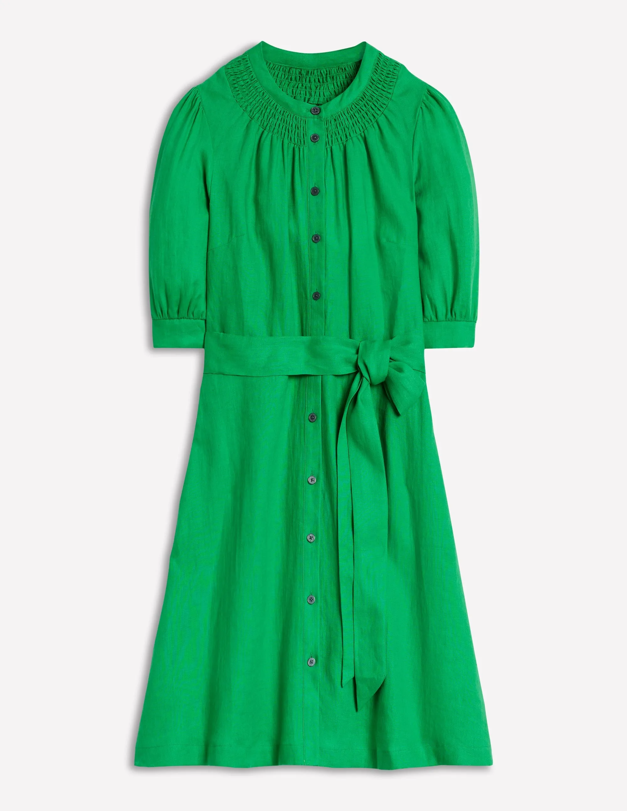Ada Linen Short Dress-Sapling Green
