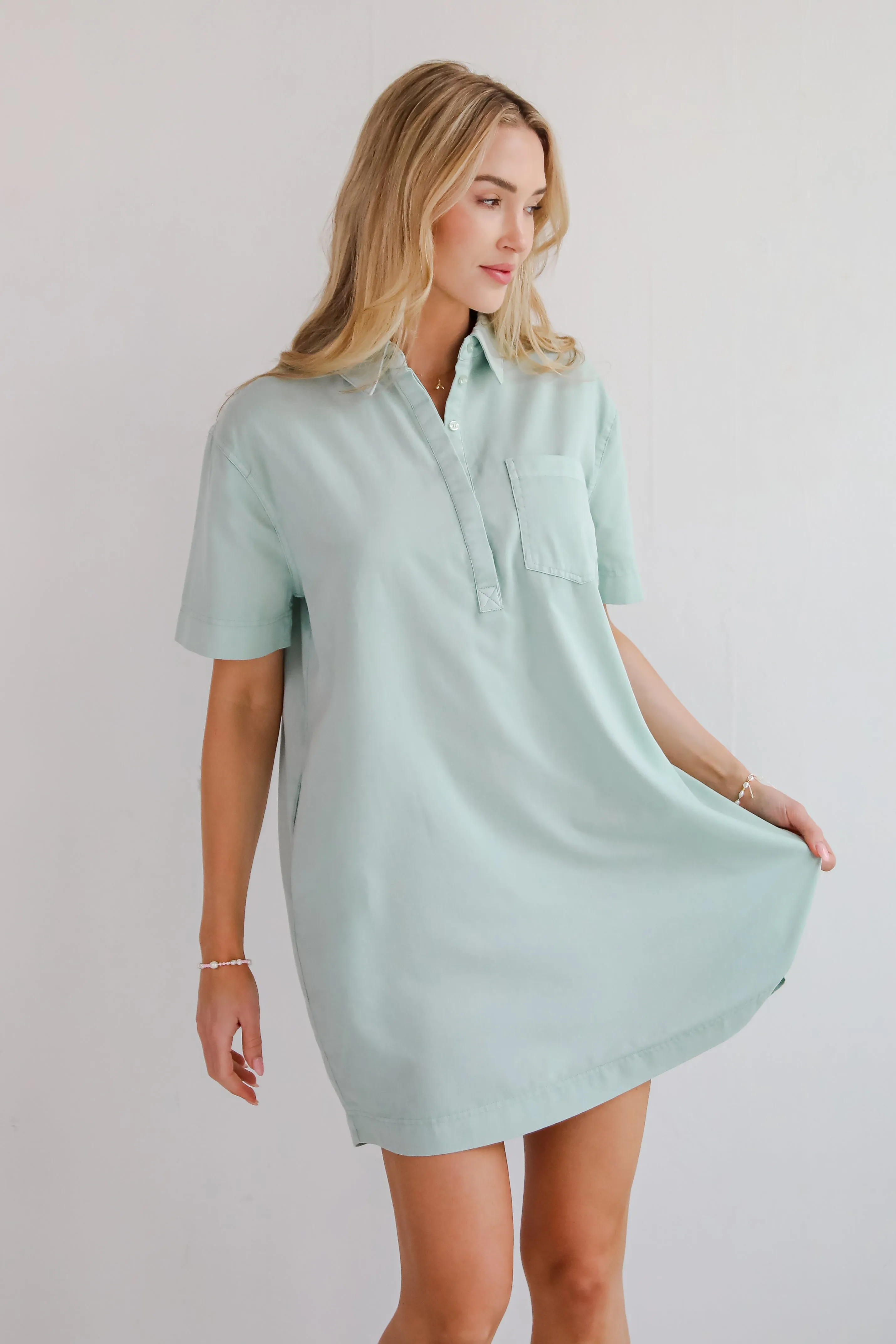 All The Time Mint Shirt Dress
