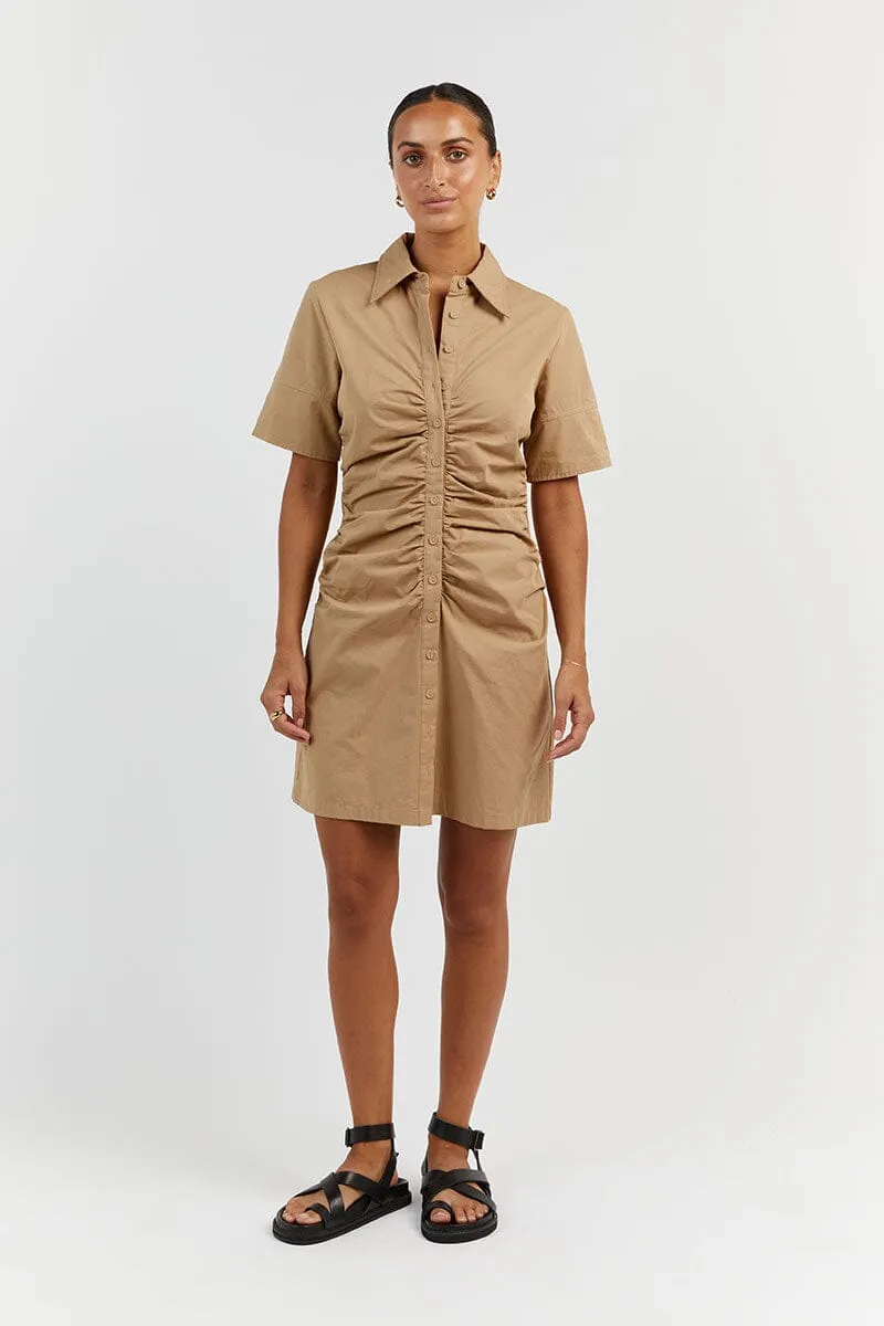 ALLISON WHEAT COTTON MINI DRESS