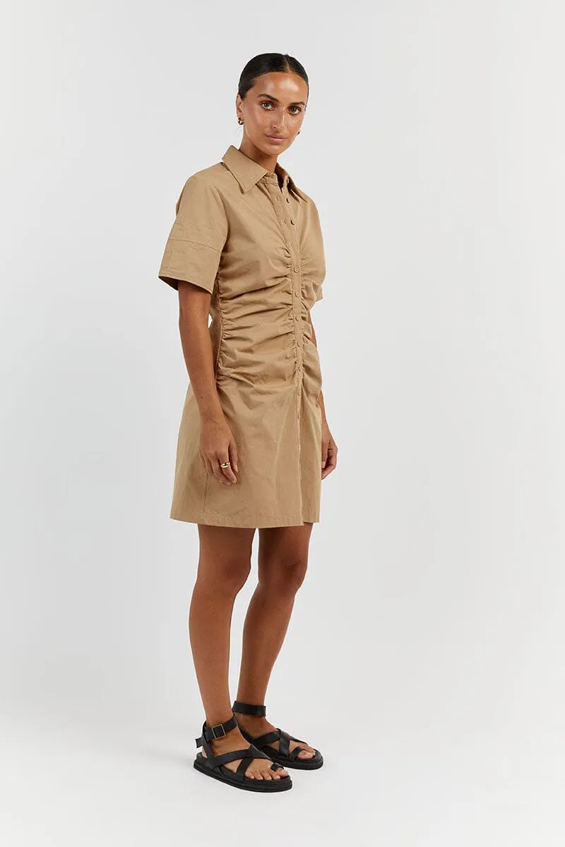 ALLISON WHEAT COTTON MINI DRESS