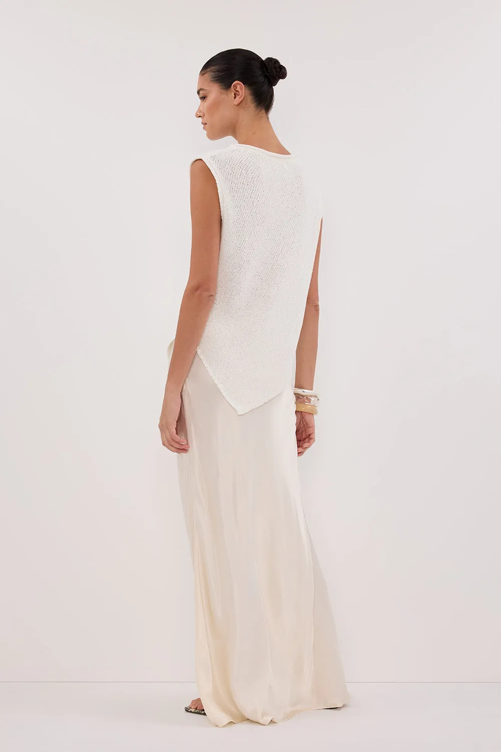 ALTHEA OFF WHITE ASYM KNIT TOP
