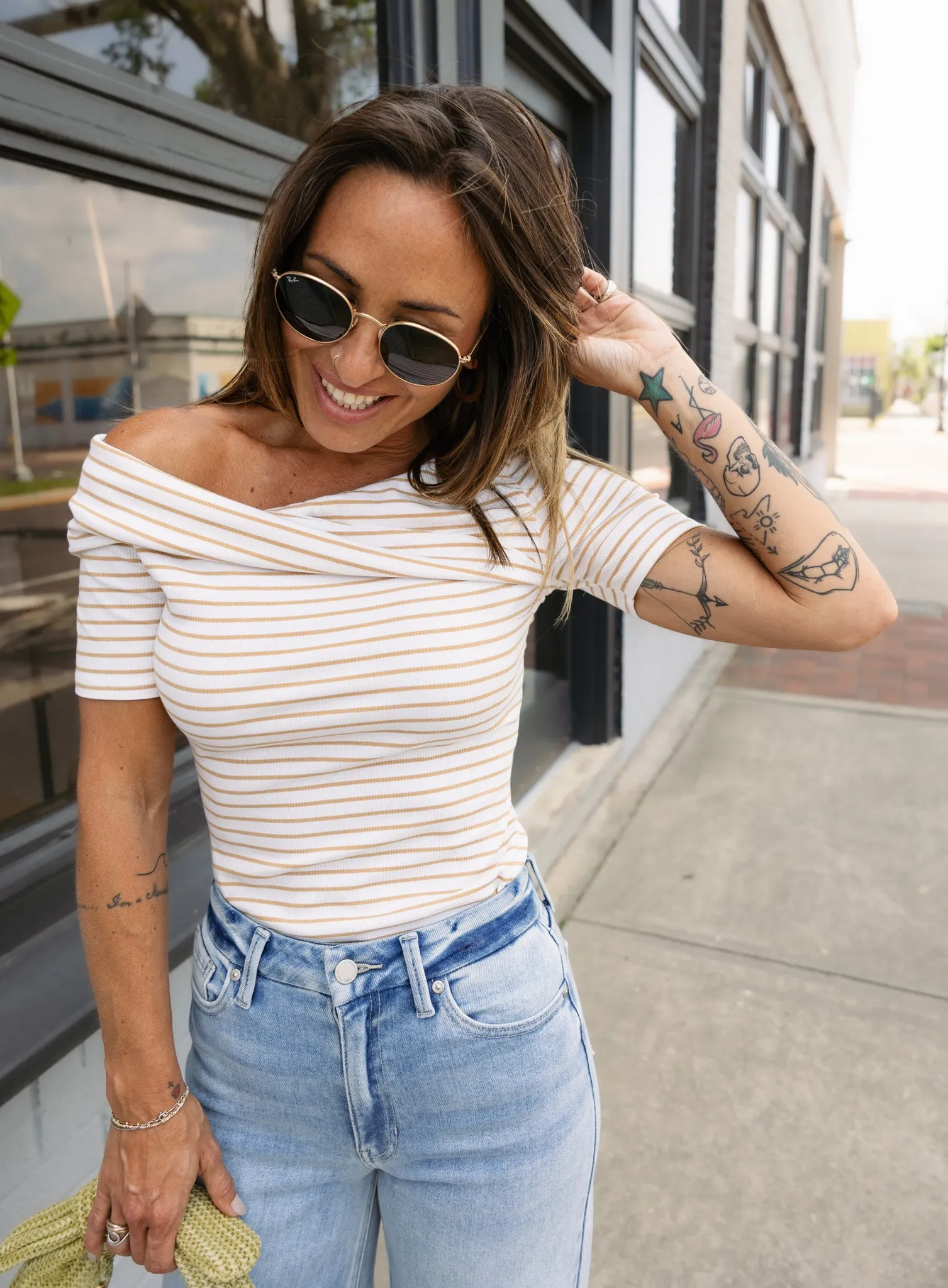 Amara Off Shoulder Striped Top