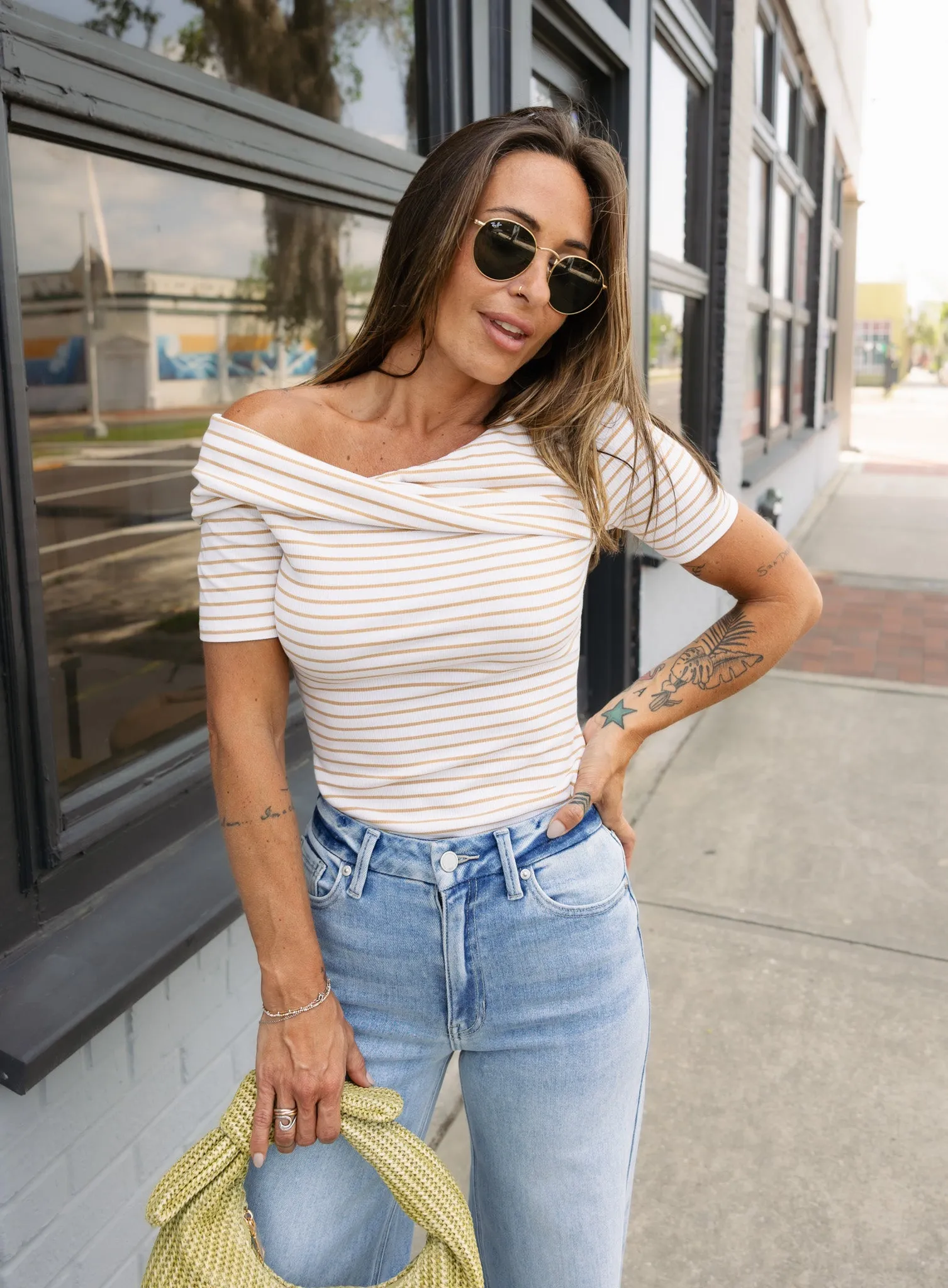 Amara Off Shoulder Striped Top