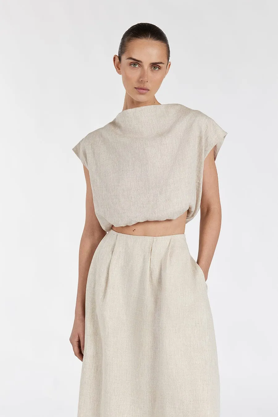 AMY NATURAL LINEN BUBBLE TOP