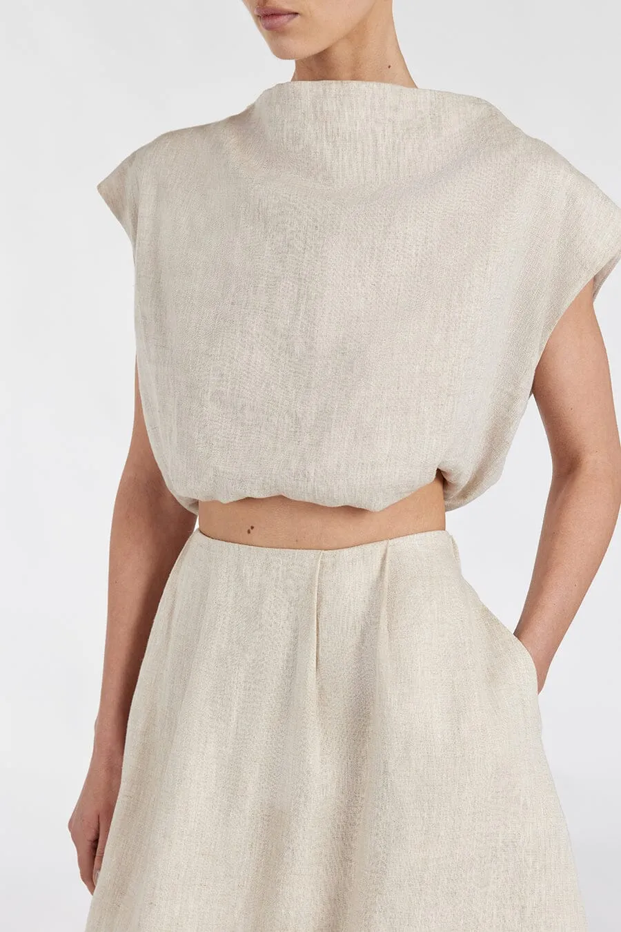 AMY NATURAL LINEN BUBBLE TOP