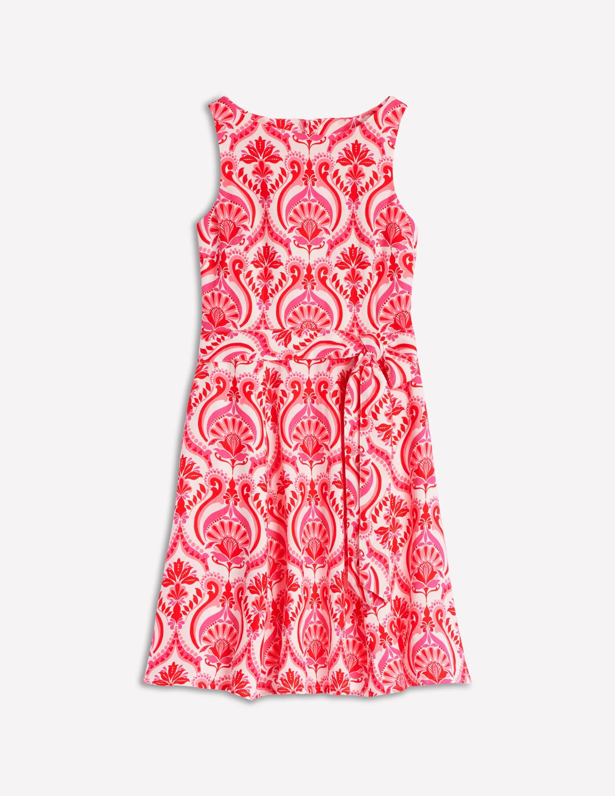 Anya Sleeveless Linen Dress-Poppy Red. Ornamental Floral