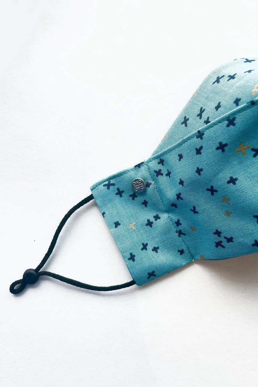 Aqua Blue X Print (Box Pleated Mask with Filter Pocket)