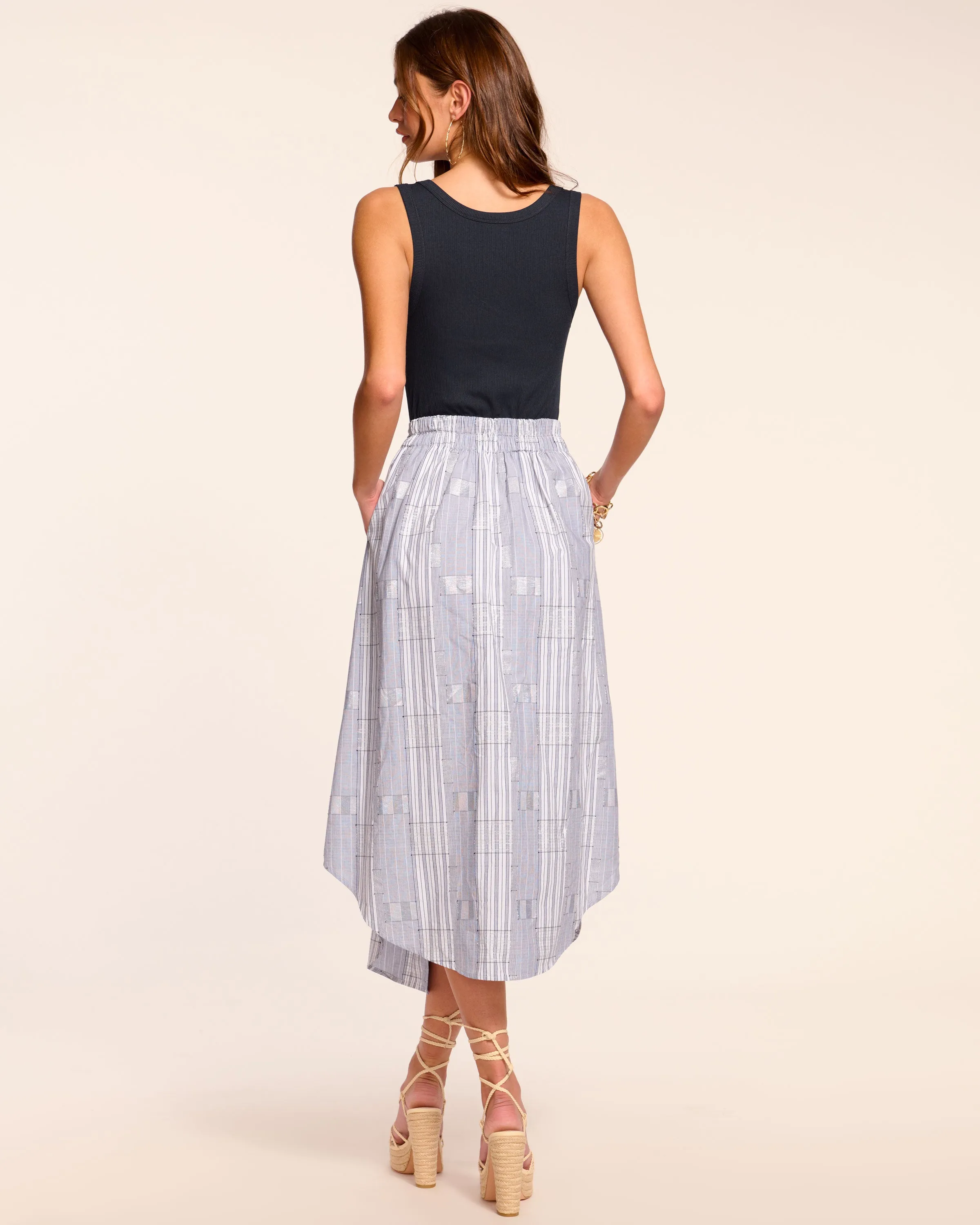 Aralyn Poplin Combo Sleeveless Midi Dress