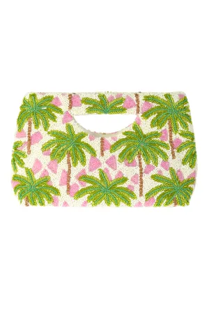 Beaded Cut Out Clutch / Pink Jungle
