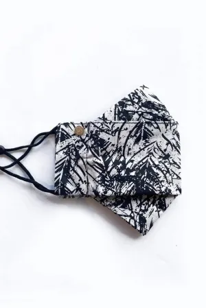 Black & White Textured (Box Pleated Mask with Filter Pocket)