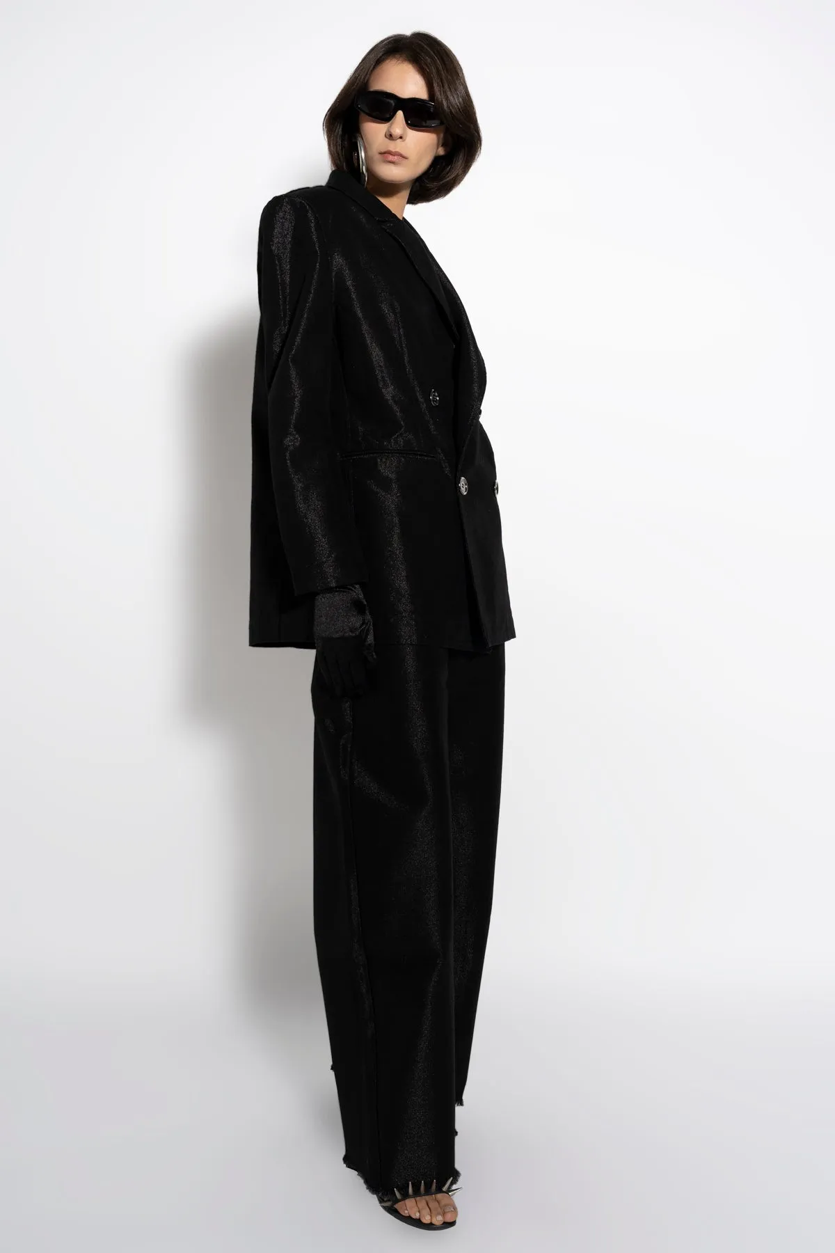 BLACK LUREX OVERSIZED BLAZER