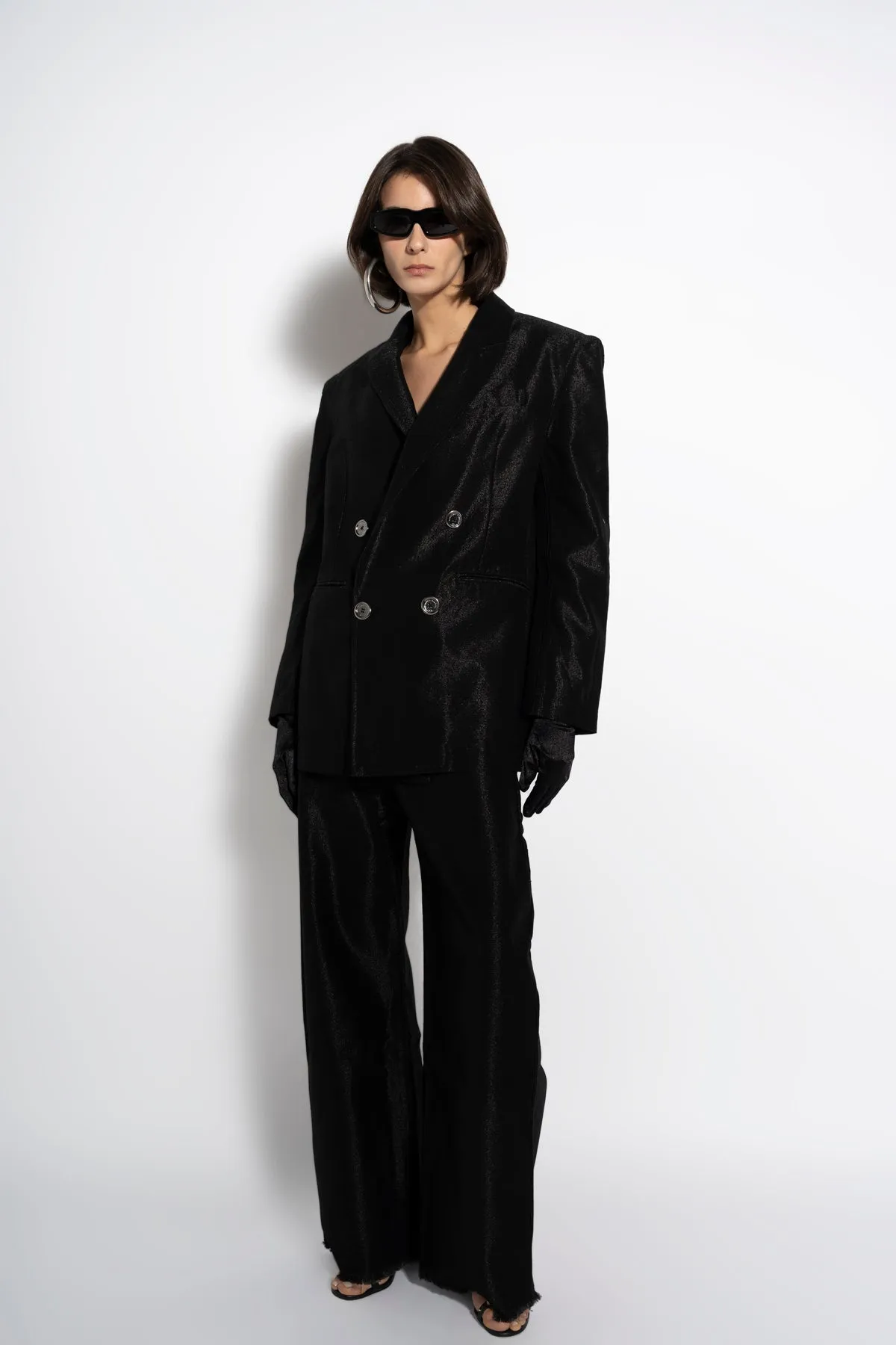 BLACK LUREX OVERSIZED BLAZER