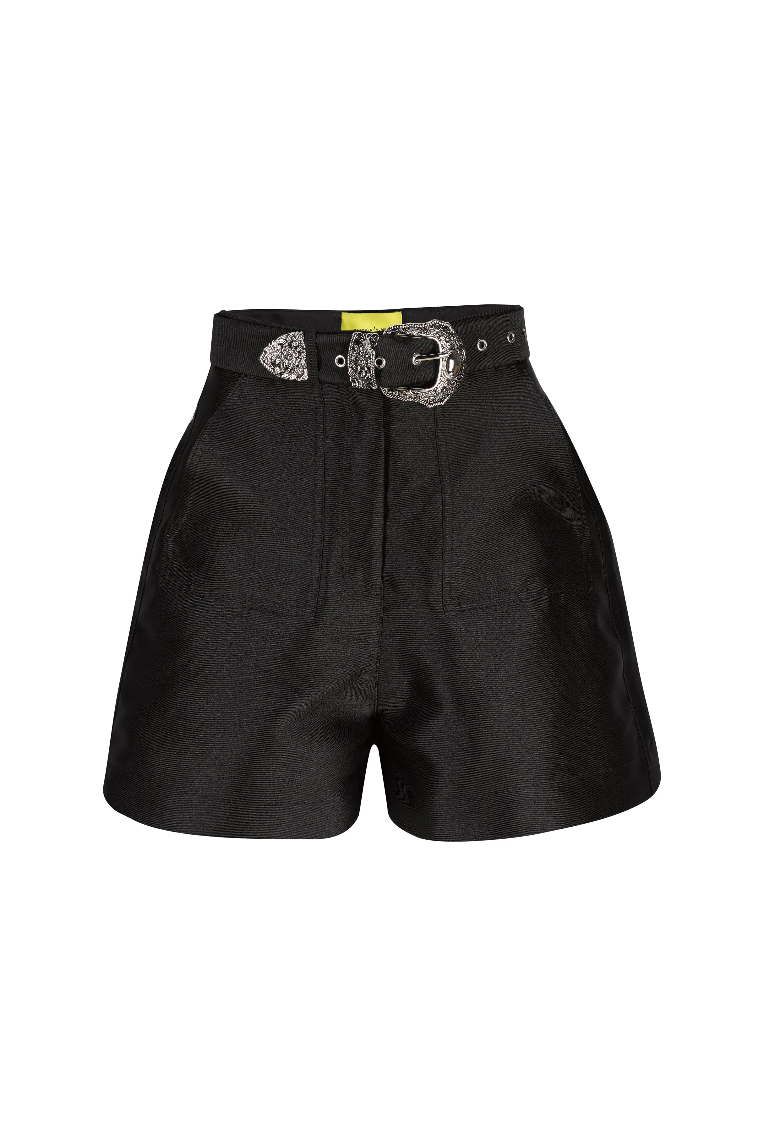 BLACK MIKADO SHORTS WITH BELT