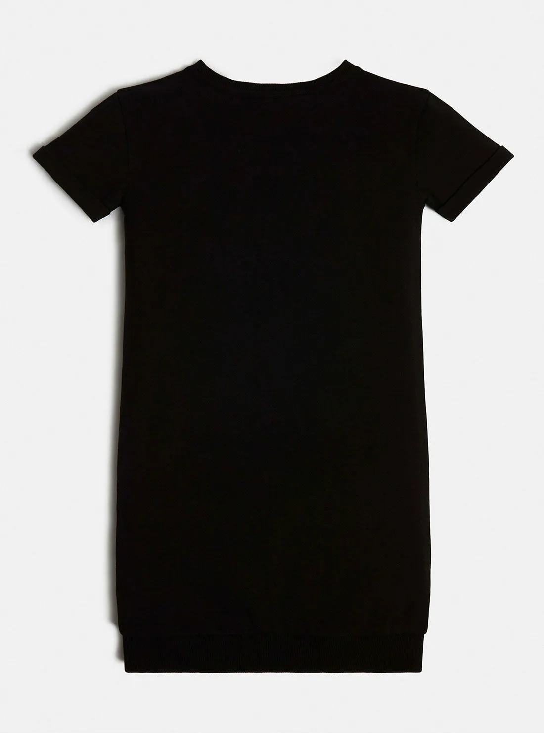 Black Roll Sleeve Terry Dress (7-16)