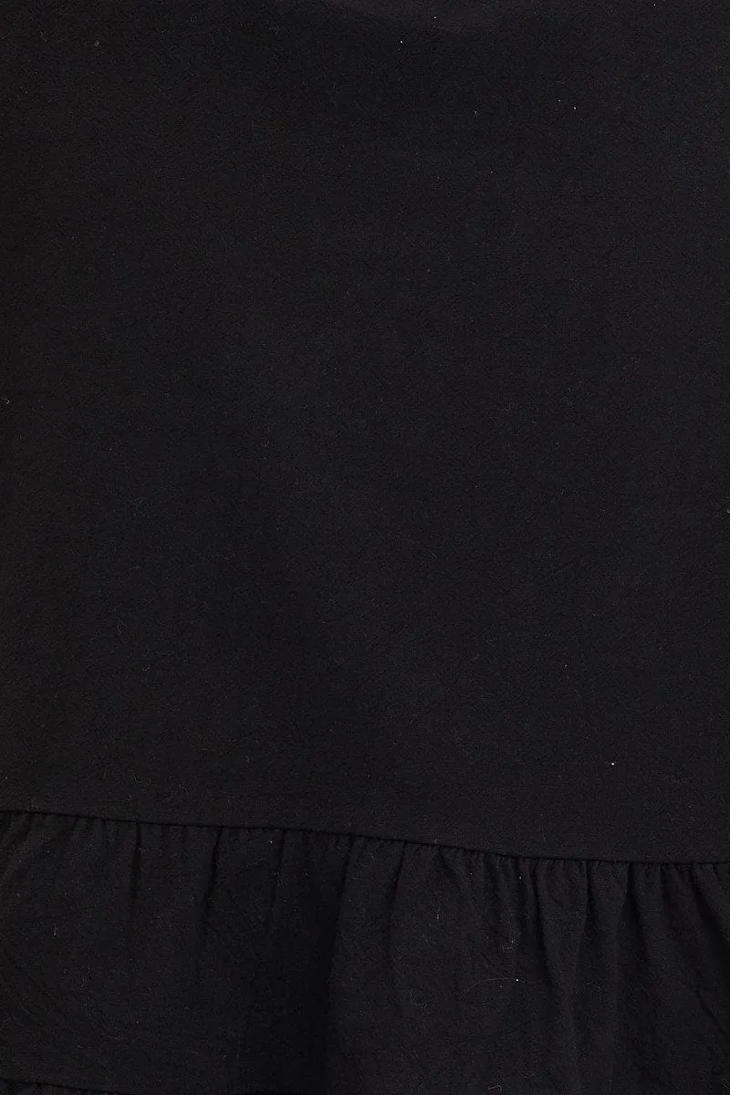 Black Smock Top Long Sleeve