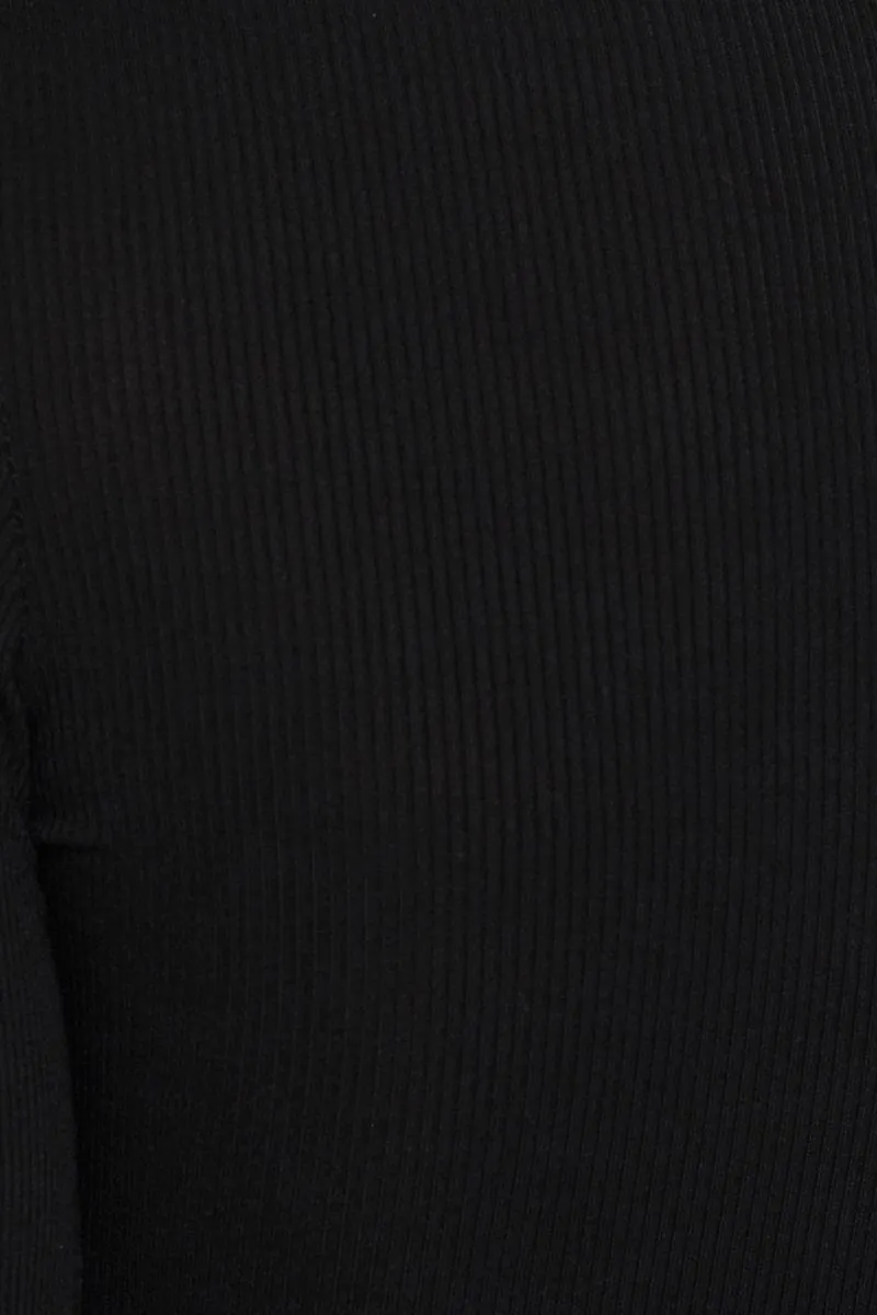 Black Wrap Top Long Sleeve