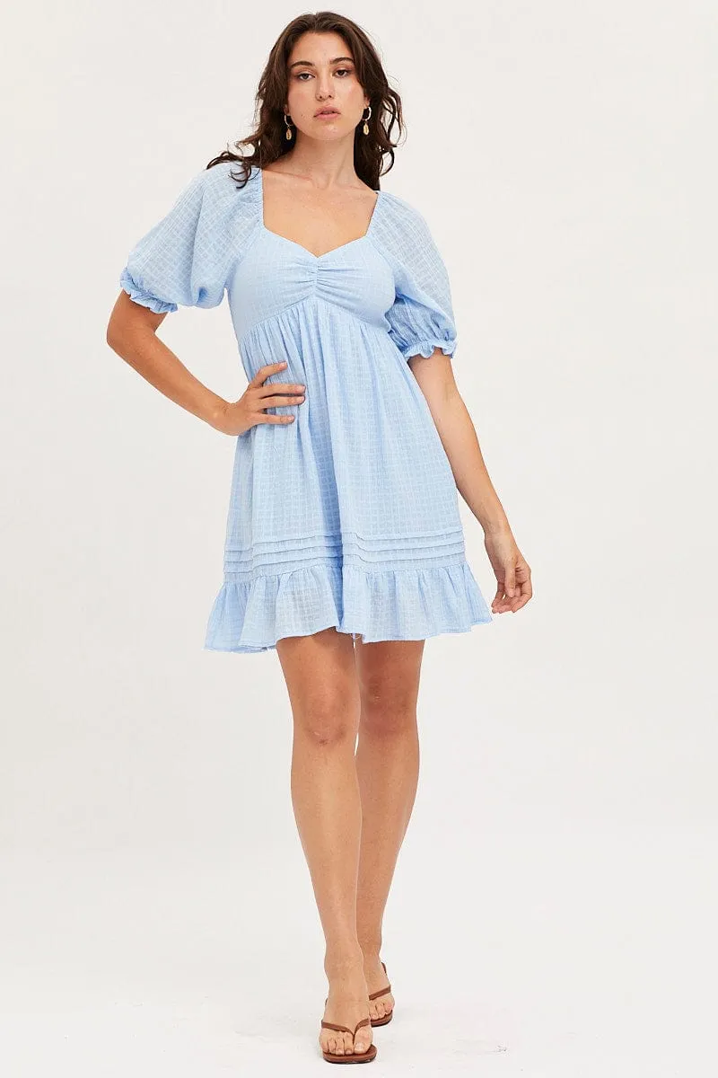 Blue Dress Short Sleeve Mini