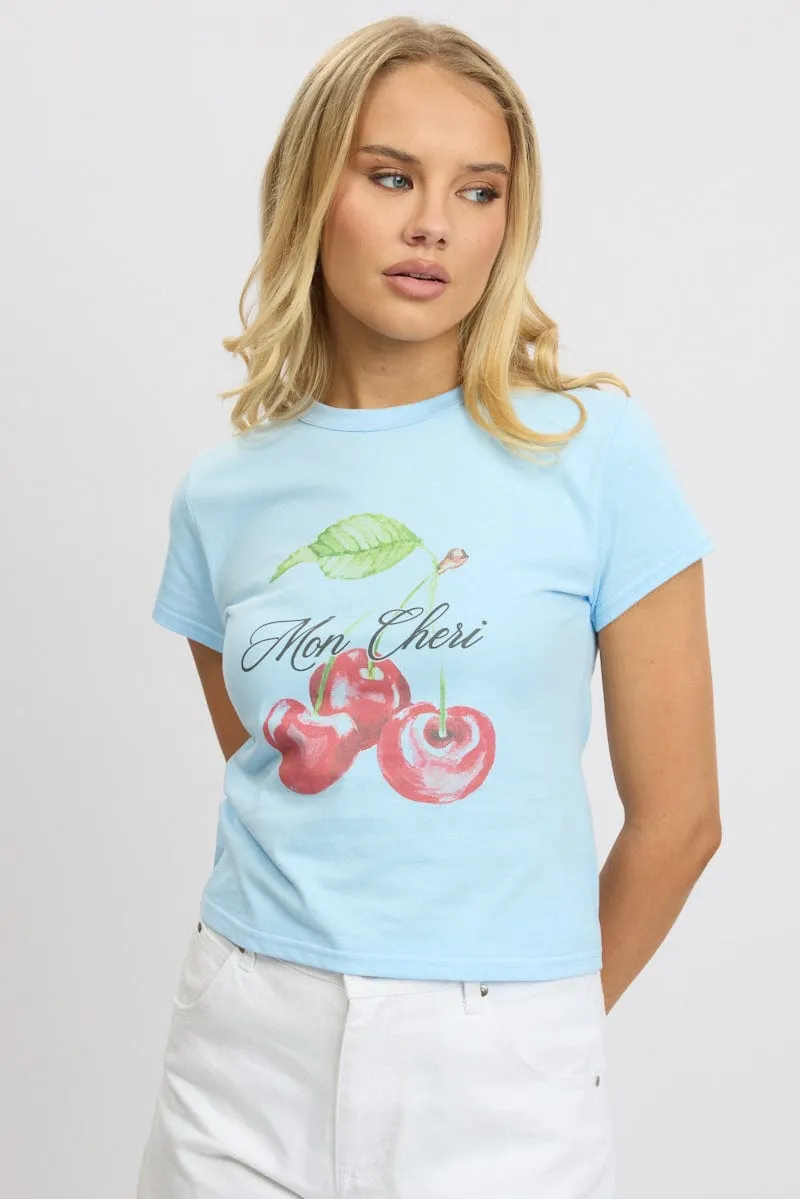 Blue Graphic Tee Short Sleeve