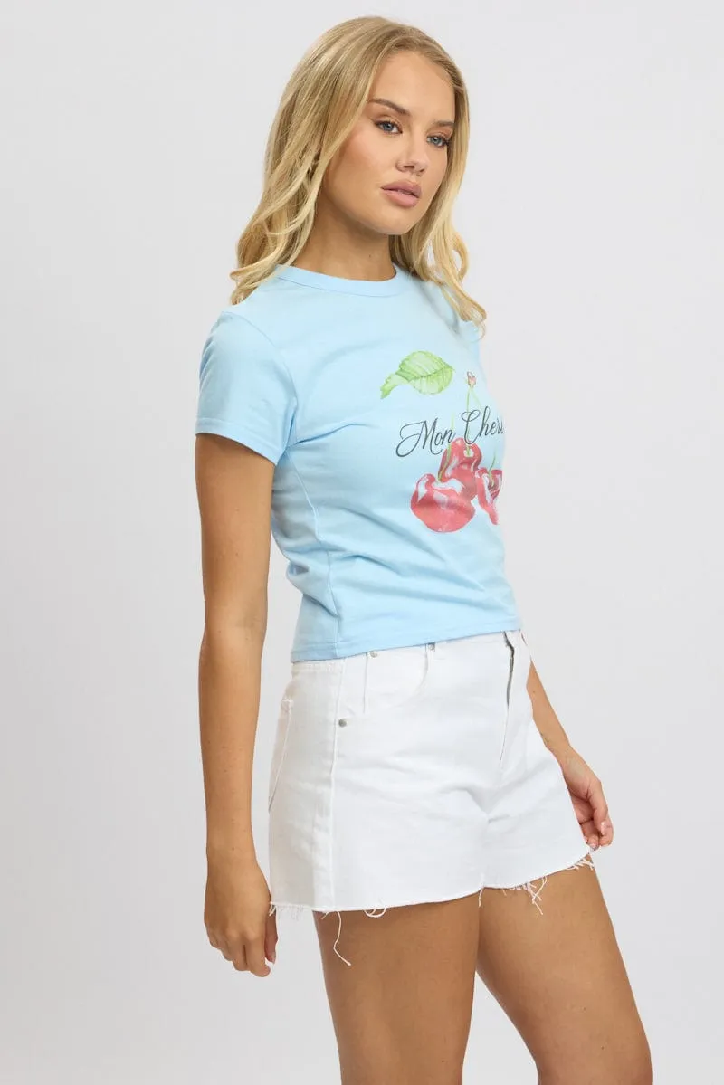 Blue Graphic Tee Short Sleeve