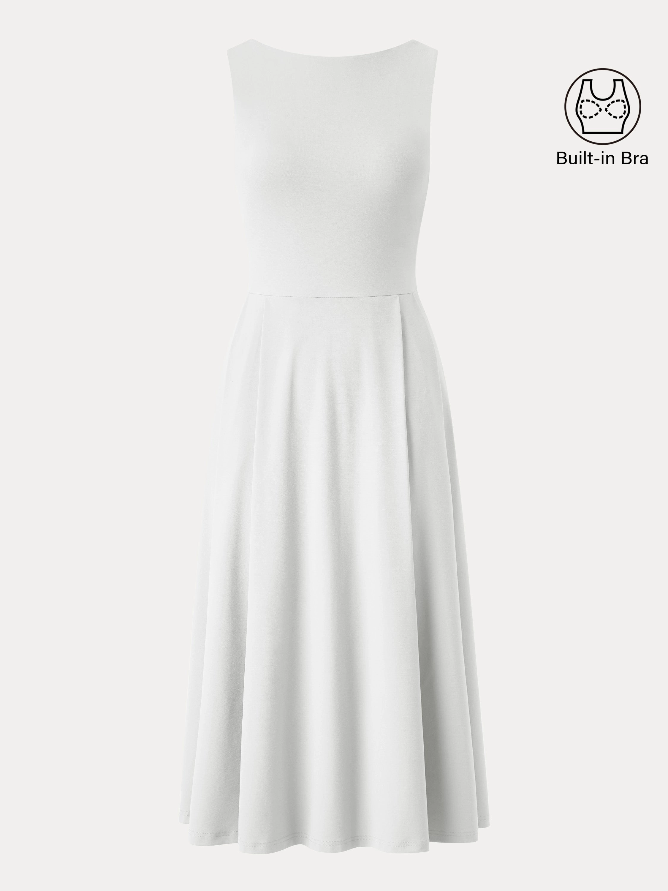 Boatneck Bamboo Ponte Brami Midi Dress with Pockets