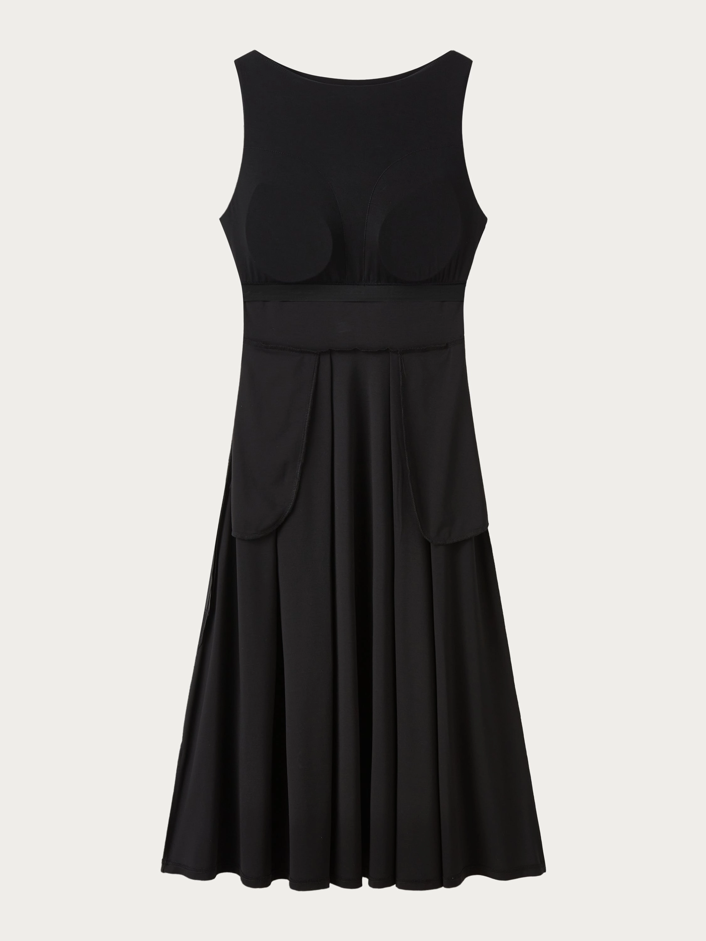 Boatneck Bamboo Ponte Brami Midi Dress with Pockets