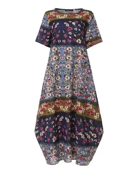 Bohemian Print Short Sleeve Summer Plus Size Dress