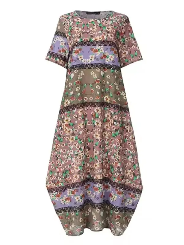 Bohemian Print Short Sleeve Summer Plus Size Dress