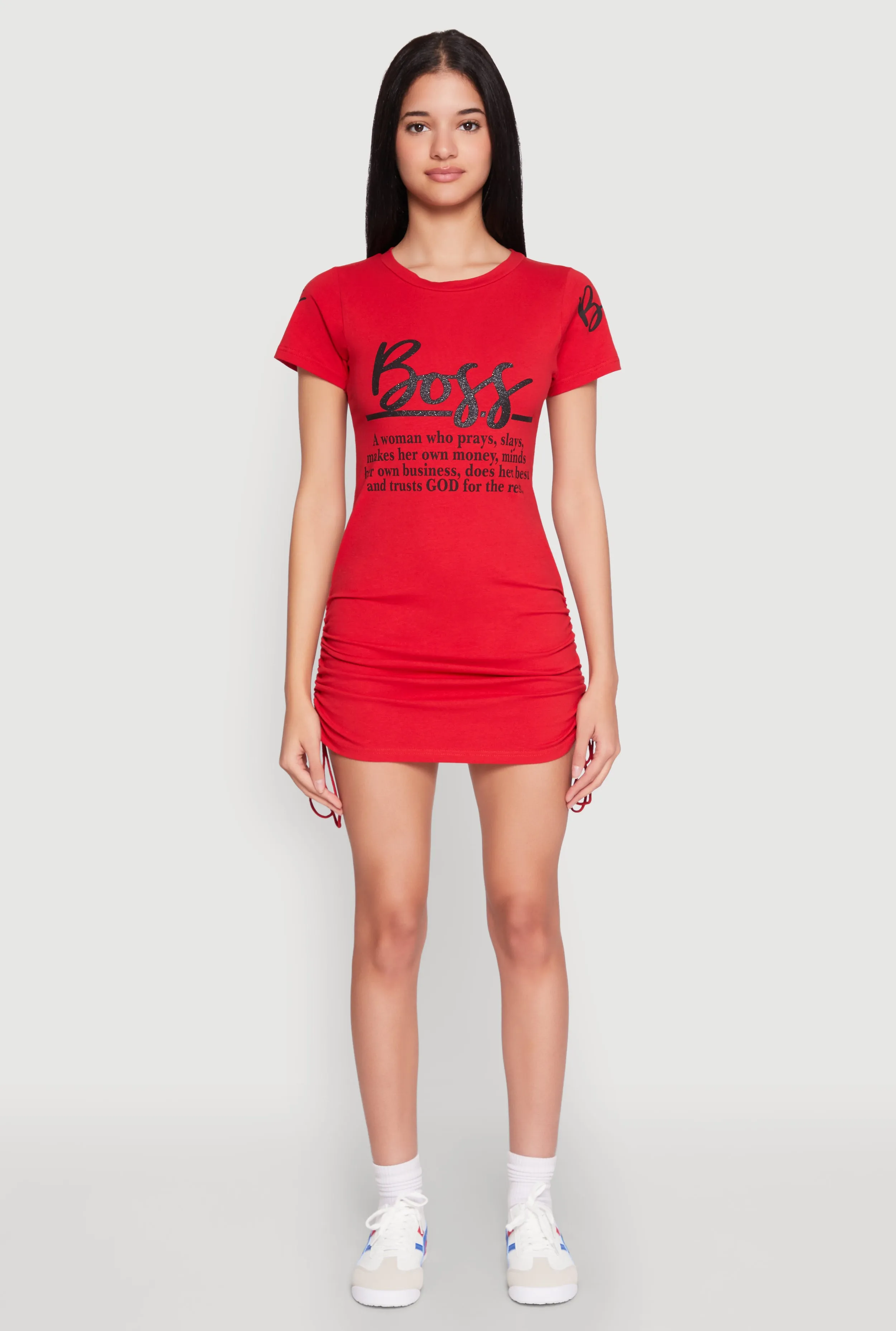 Boss Glitter Ruched T Shirt Dress