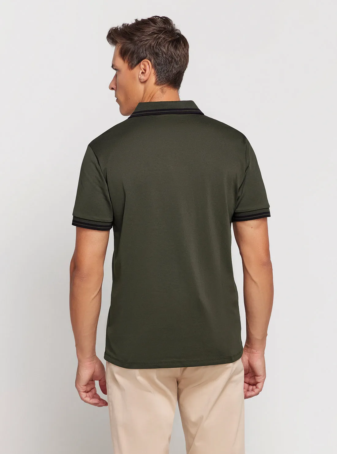 Brown Short Sleeve Pique Polo Shirt