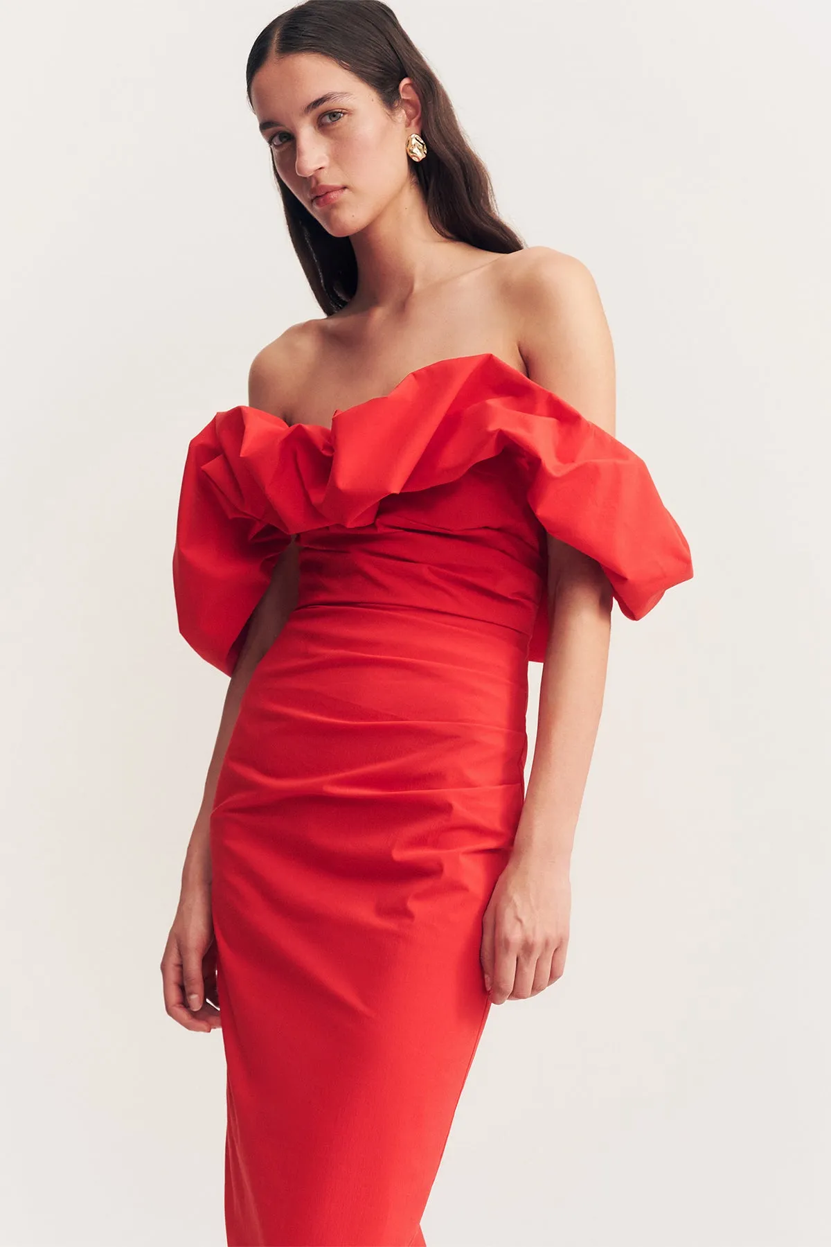 CAMPBELL OFF SHOULDER BUBBLE MAXI DRESS - GOJI