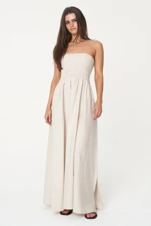 Casa Natural Strapless Linen Midi Dress