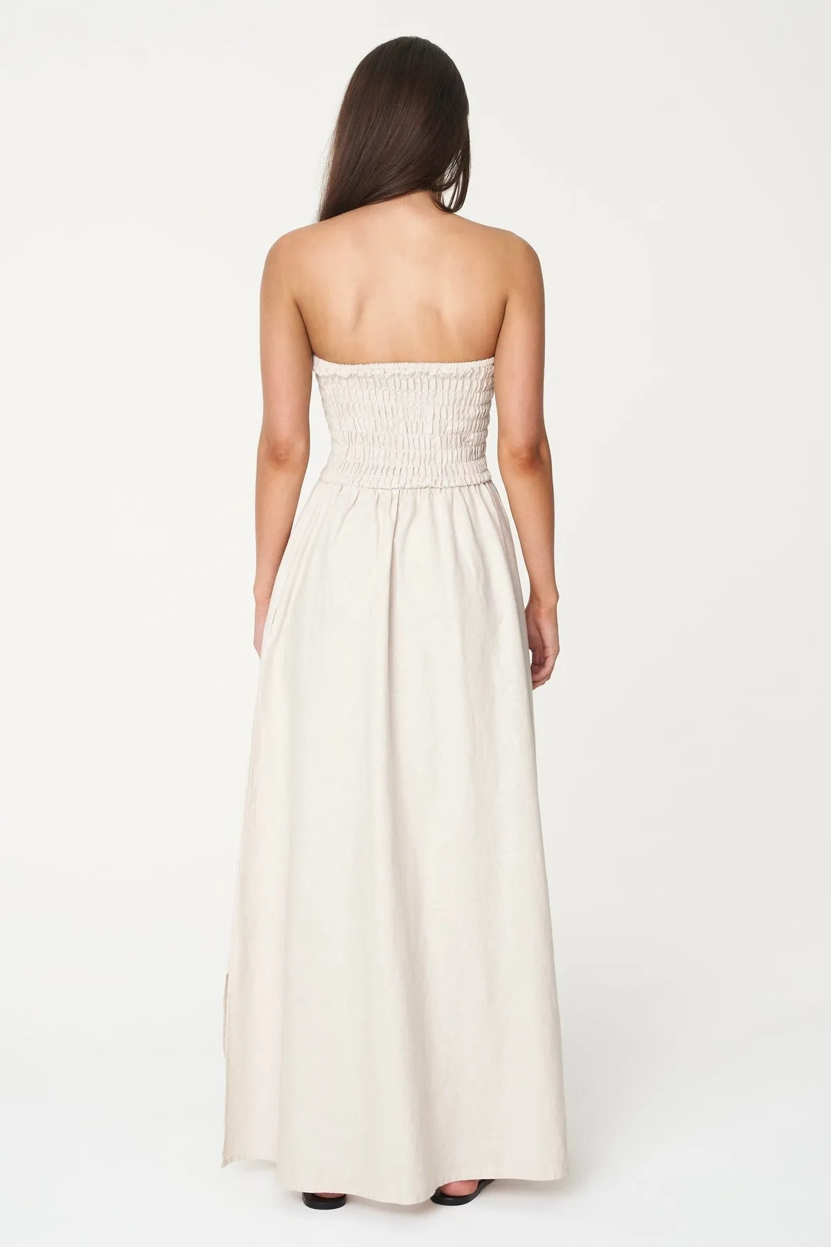 Casa Natural Strapless Linen Midi Dress