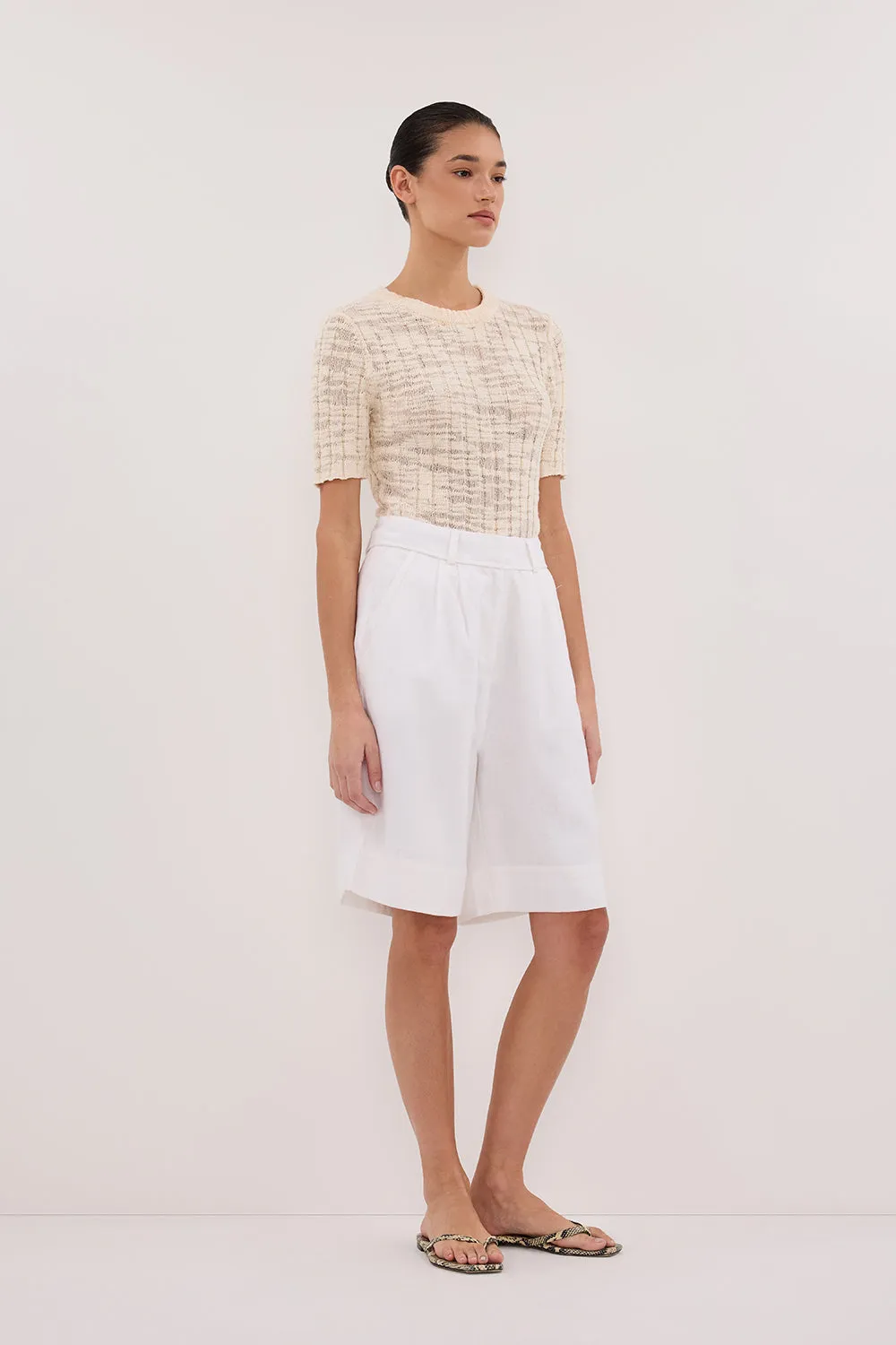 CIA NATURAL CAP SLEEVE KNIT TEE