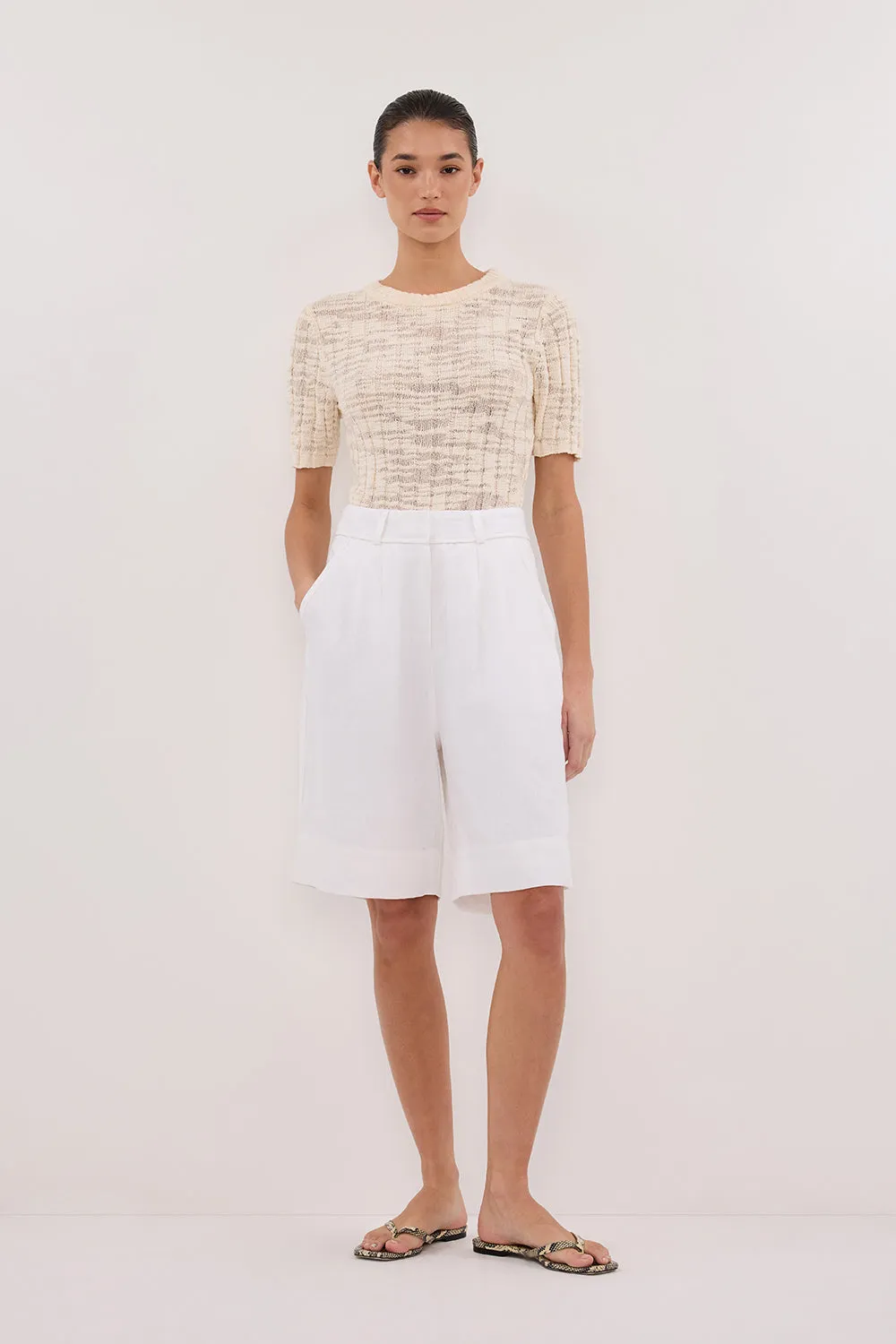 CIA NATURAL CAP SLEEVE KNIT TEE