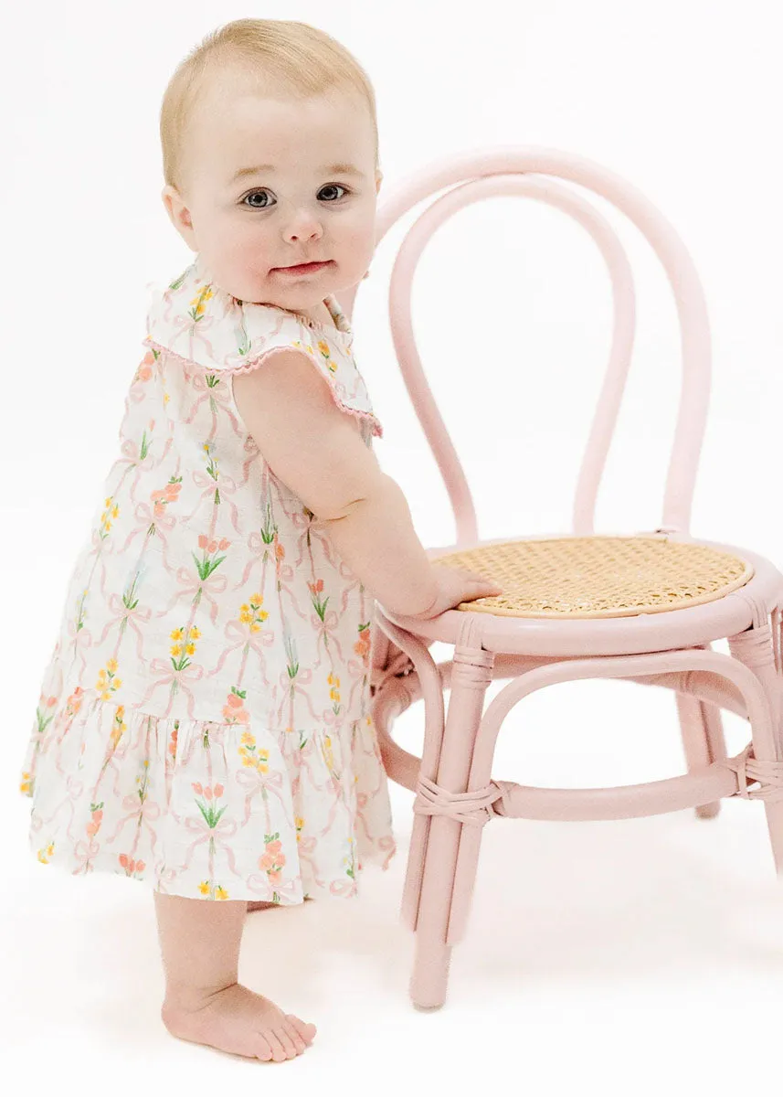 Circle Neck Ruffle Dress - Ribbon Bouquets