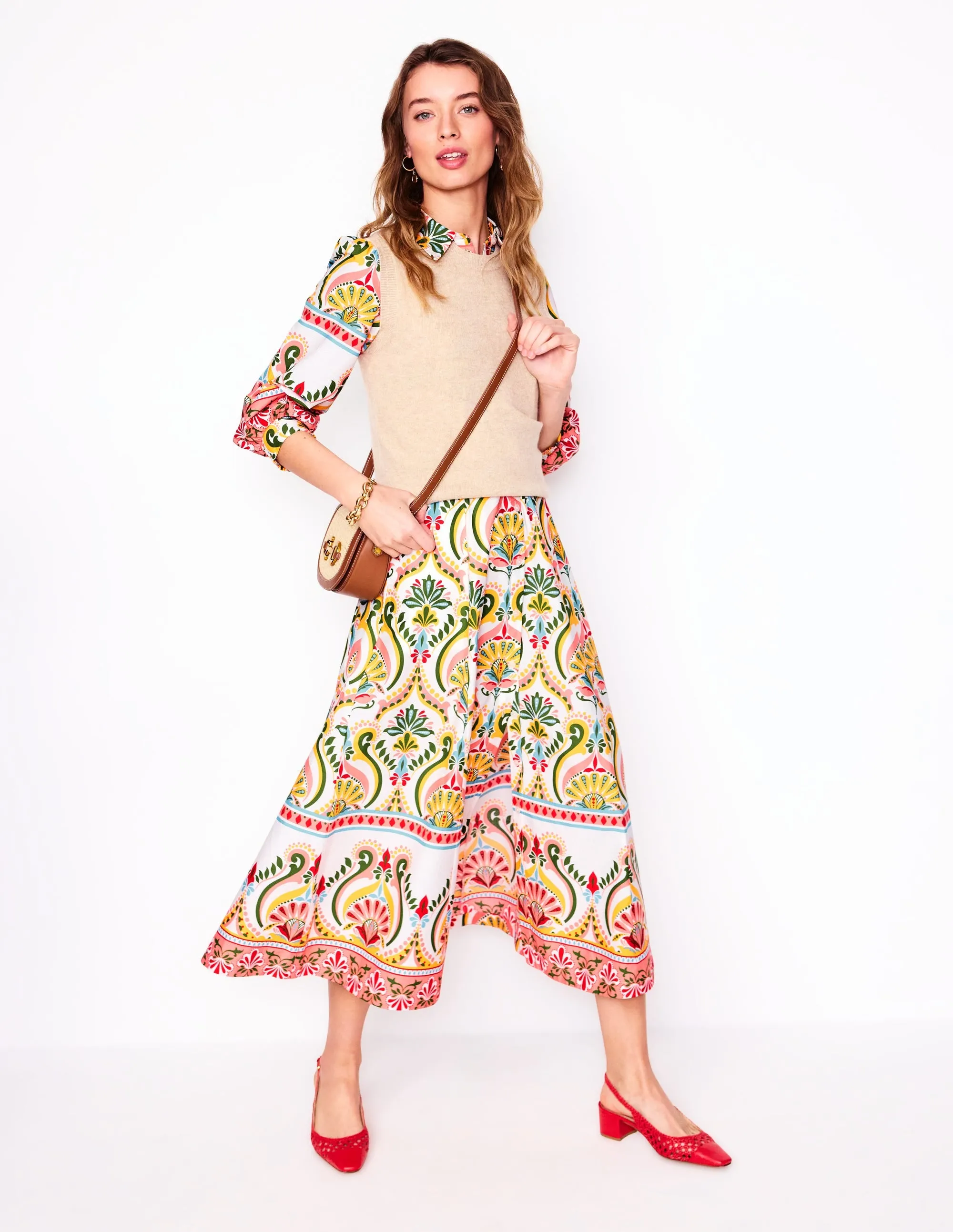 Clara Cotton Shirt Dress-Multi. Ornamental Floral
