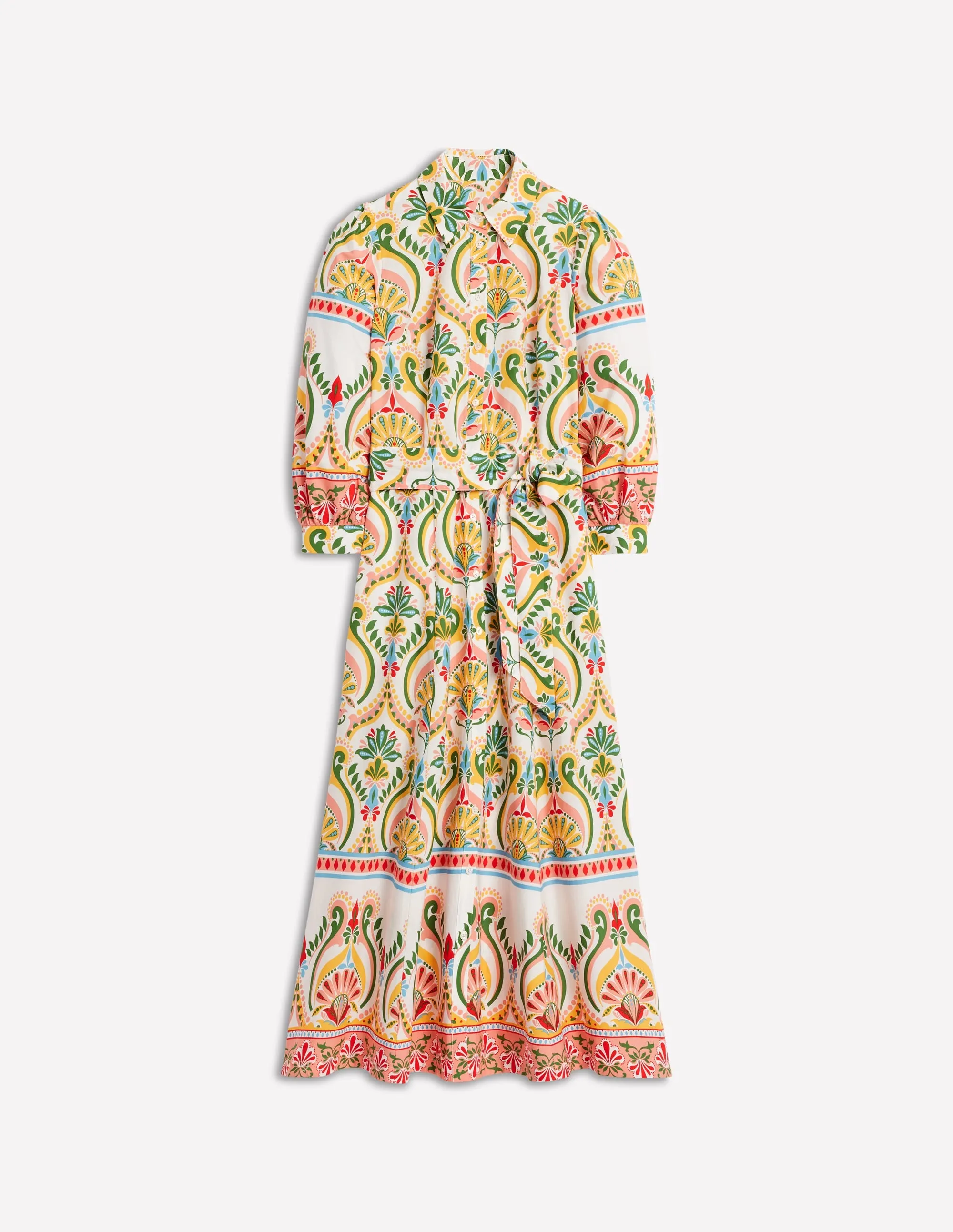Clara Cotton Shirt Dress-Multi. Ornamental Floral