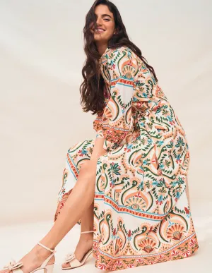 Clara Cotton Shirt Dress-Multi. Ornamental Floral