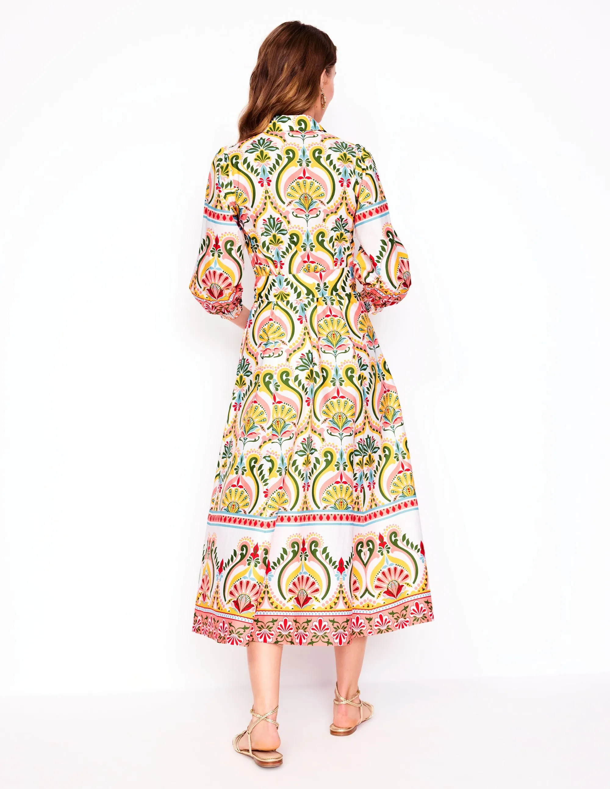 Clara Cotton Shirt Dress-Multi. Ornamental Floral