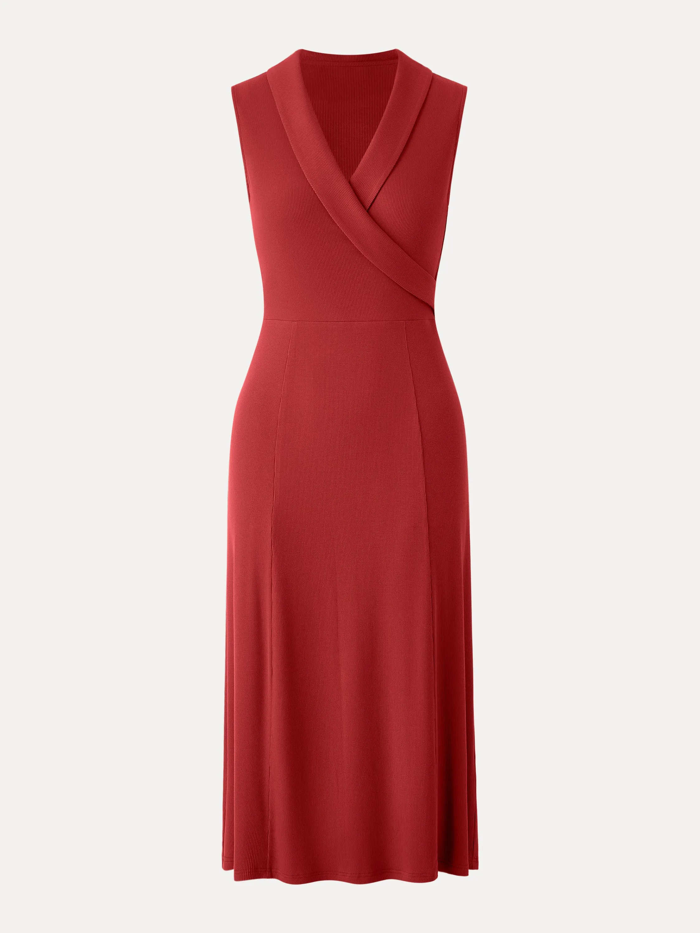 Collared Surplice Midi Sleeveless Dress
