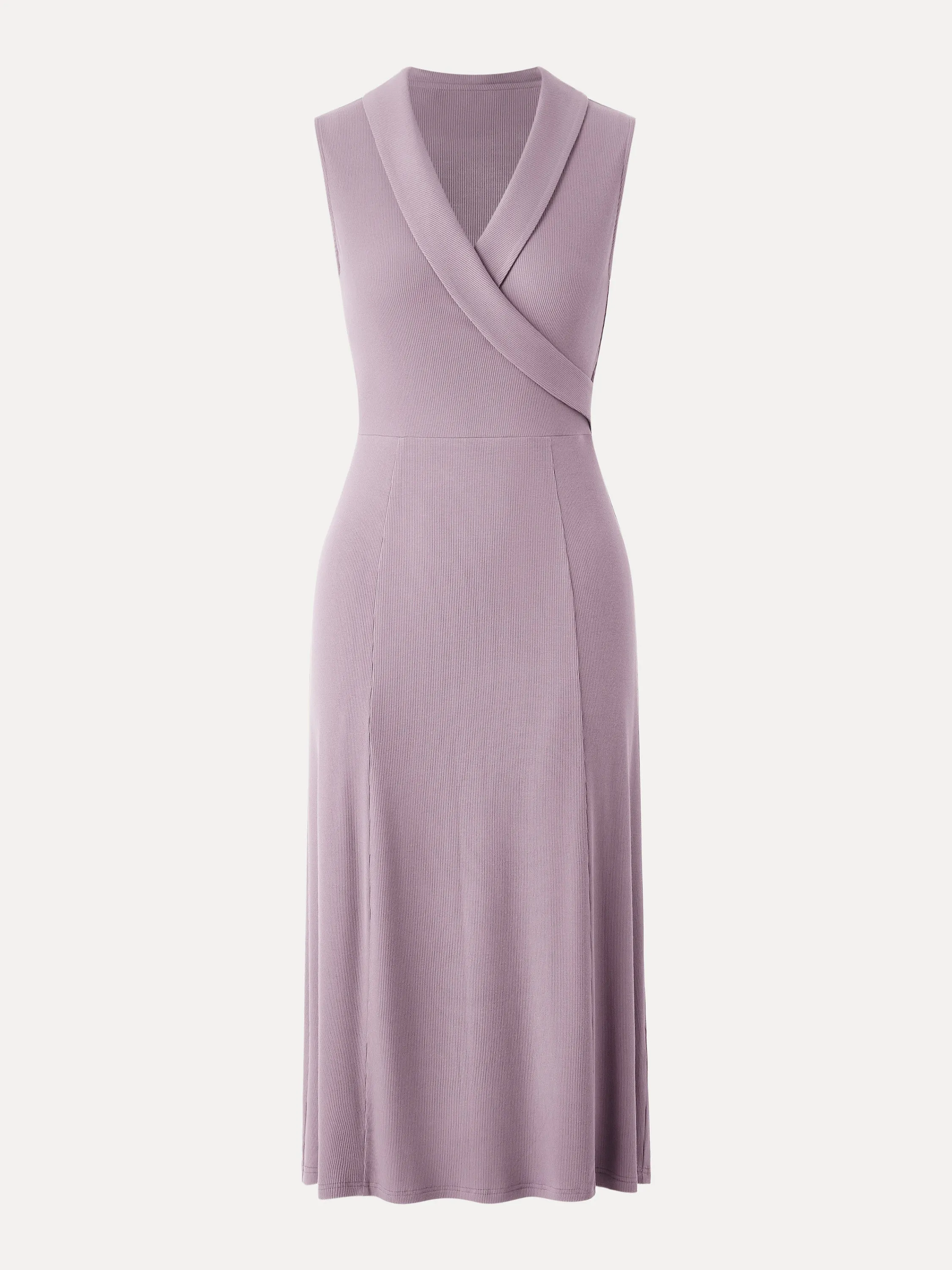 Collared Surplice Midi Sleeveless Dress