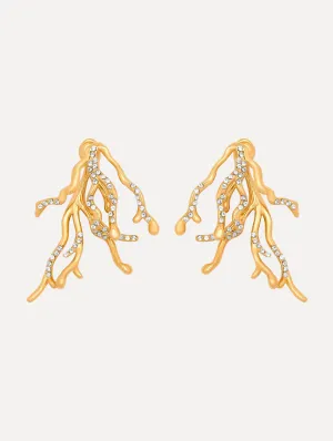 Coral & Gold Drops Earrings