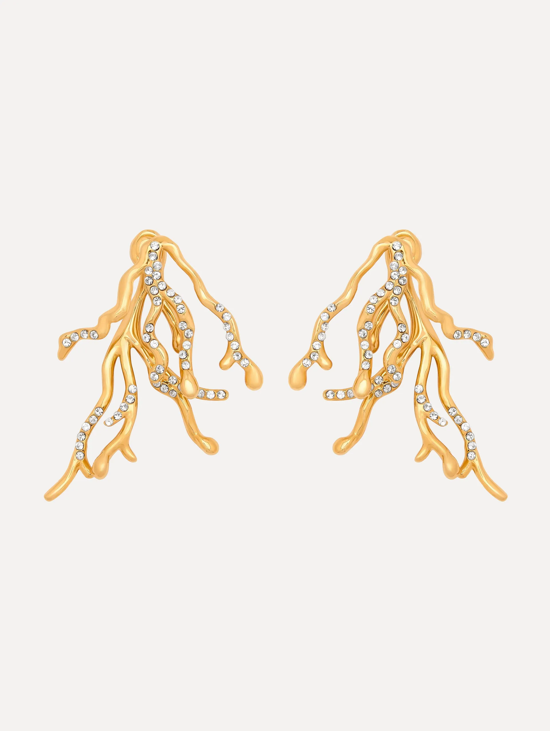 Coral & Gold Drops Earrings