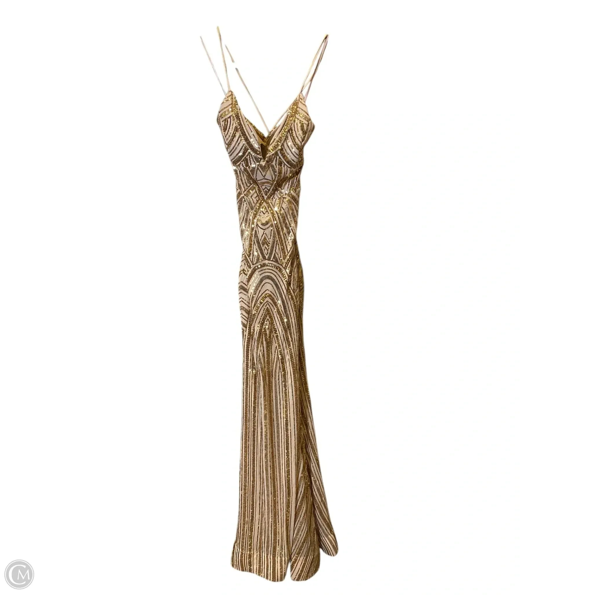 Dress Party Long By Windsor In Gold & Tan, Size: S